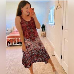 Anthropologie Maeve and Floral Red Sleeveless Dress boho size 6
B3